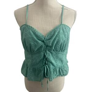 Wild Fable Teal Eyelet Lace Camisole Size Large